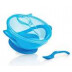 Kom met zuigring met Lepel en Deksel - blauw - 6m+