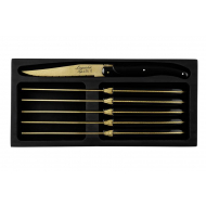 Laguiole Style de Vie Prestige Line Couteaux à Steak - 22,5cm - Plastique/RSV - Or - 6 Pièces