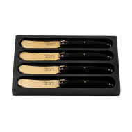 Laguiole Style de Vie Prestige Line Couteaux à Beurre - 16cm - Acier Inoxydable - Or - 4 Pièces