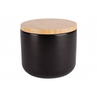 Cosy&Trendy Black&Wood Voorraadpot - Ø10x8,7cm - Aardewerk - Zwart/Bruin - Merk Cosy & Trendy - Materiaal Aardewerk - Kleur Bruin,Zwart