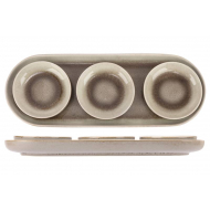 Cosy&Trendy Forest Plateau de Service avec 3 Coupelles - 27,5x10,5x2cm - Grès - Vert Gris - Marque Cosy & Trendy - Matériel Poterie - Couleur Gris-vert