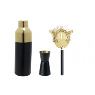 Cosy&Trendy  Set à Cocktail - Shaker + Jigger + Filtre - 550ml - Aluminium - Or/Noir - 3 Pièces - Marque Cosy & Trendy