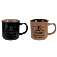 Cosy&Trendy Desayno Mug - Ø9xH8,5cm - 300ml - Grès - Brun/Noir - 2 Pièces - Marque Cosy & Trendy - Couleur Noir,Brun