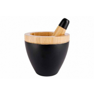 Cosy&Trendy Black&Wood Mortier et Pilon - Ø13cmx11,5cm - Bambou - Noir/Brun - Marque Cosy & Trendy