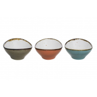 Cosy&Trendy Brisbane Plats à Tremper - 9x8,5cm - Porcelaine - Bleu/Vert/Orange - 3 Pièces - Marque Cosy & Trendy - Couleur Orange,Bleu,Vert - Matériel Porcelaine