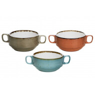 Cosy&Trendy Brisbane Soepkommen - Ø10cm - 200ml - Porselein - Blauw/Groen/Oranje - 3 Stuks - Merk Cosy & Trendy - Materiaal Porselein - Kleur Groen,Blauw,Oranje