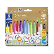 Staedtler Noris Jumbo Feutres de Coloriage - 12 pièces - Marque Staedtler - Couleur Multicolore - Type d'écriture Stylo feutre