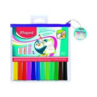 Maped Marker'Peps Feutres Effaçables à Sec - Dans Étui avec Fermeture Éclair - 12 pièces - Marque Maped - Couleur Multicolore - Type d'écriture Marqueur tableau blanc