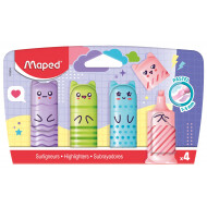 Maped Fluo'Peps Mini Surligneurs Pastel Kawaii - 4 pièces - Marque Maped - Type d'écriture Marqueur - Couleur Multicolore