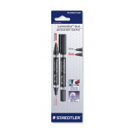 Staedtler Lumocolor Permanent Duo Feutre Double Point - 0,6mm et 1,5mm - Noir - Marque Staedtler - Couleur Noir - Type d'écriture Marqueur permanent