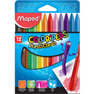 Maped Color'Peps PlastiClean Crayons Plastiques - Côté Pointu et Côté Plat - 12 pièces - Marque Maped - Type d'écriture Crayon de couleur