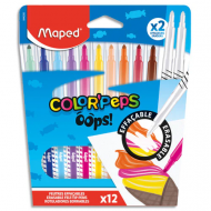 Maped Color'Peps Oops Feutres de Coloriage - Effaçable - 12 pièces - Marque Maped - Type d'écriture Stylo feutre - Couleur Multicolore
