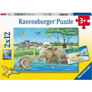 Ravensburger Puzzle Jeunes Animaux du Monde Entier - Dès 3 ans - 2x12 pièces - Age à partir de 3 ans