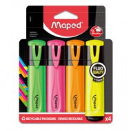 Maped Fluo'Peps Classic Surligneurs - 4 pièces - Marque Maped - Couleur Multicolore - Type d'écriture Marqueur