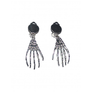 Boucles d'Oreilles Main de Squelette - Attribut de Déguisement - Argent