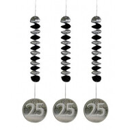 Spiraalhangers 25 - Zilveren Huwelijk - Zilver - 3 stuks - Topper