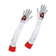 Lange Verpleegsterhandschoenen - One Size - 54cm - Satijn - Wit