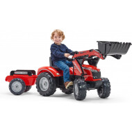 Massey Ferguson S8740 Tracteur à Pédales avec Remorque - 195x54x66cm - Dès 3 Ans - Marque Falk - Couleur Rouge - Age à partir de 3 ans
