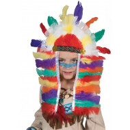 Indiaan Hoofdtooi met Veren - One Size - Enfant - Multicolor