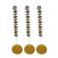 Spiraalhangers 50 - Gouden Huwelijk - Goud - 3 stuks - Topper