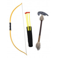 Wapenset Indiaan - Tomahawk en Pijl en Boog - Kunststof - 5 delig