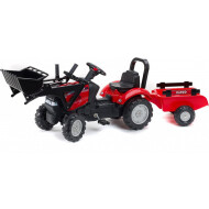Speelgoedtractor met Voorlader en Voorhangwagen - 170x45x54cm - 2-5 Jaar - Rood - Merk Falk - Leeftijd 2 t/m 5 jaar - Kleur Rood
