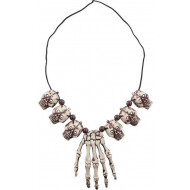 Halsketting Skelethand met Doodshoofden - One Size - Kunststof - Beige