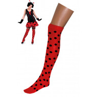 Chaussettes Longues à Pois - Taille Unique - Rouge/Noir - Sexe Dames - Taille  One Size