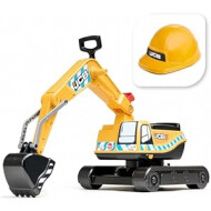 JCB Zitgraafmachine met Opklapbare Stoel en Helm - 85x38x67cm - Vanaf 3 Jaar - Geel - Merk Falk - Leeftijd vanaf 3 jaar - Kleur Geel