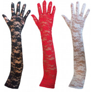 Kanten Handschoenen - One Size - 45cm - Wit