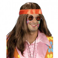 Pruik Hippie Brian - One Size - Volwassene - Bruin