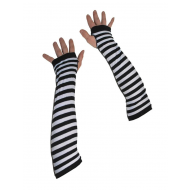 Gants Sans-Doigts Rayés - Taille unique - 40cm - Noir/Blanc - Sexe Unisex - Taille  One Size