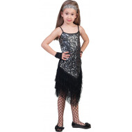 Verkleedjurk Glitter - Meisjes - Maat 116 - Zilver - Leeftijd 5 t/m 6 jaar - Maat 116 - Geslacht Meisje