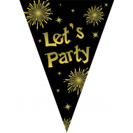 Vlaggenlijn Let's Party - 5m - Plastic - Zwart