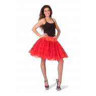 Jupon Pailleté - Taille Unique - Adulte - Rouge - Sexe Dames - Taille  One Size
