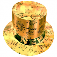 Haut-de-Forme Happy New Year - Taille Unique - Carton - Or