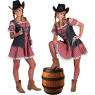Verkleedjurk Kort Cowgirl - Dames - Maat 44-46 - Rood - Geslacht Dames - Maat 44/46