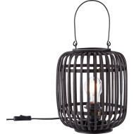 Brilliant Lampe de table Woodrow – Ø21,5cm – Bambou – Noir - Matériel Bambou - Type de lampe Lampe non inclus - Dimmable Non - Couleur Noir - Douilles Nvt
