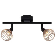 Brilliant Dalma Plafonnier 2 lampes – 17x31,5x20cm – Métal – Cuivre/Noir - Couleur Noir,Cuivre - Douilles Nvt - Nombre de points lumineux 2 - Matériel Métal - Type de lampe Lampe non inclus