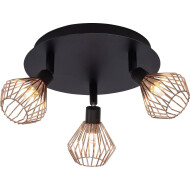Brilliant Dalma Plafonnier 3 lampes – Ø22x16cm – Métal – Cuivre/Noir - Douilles Nvt - Couleur Cuivre,Noir - Matériel Métal - Type de lampe Lampe non inclus - Nombre de points lumineux 3