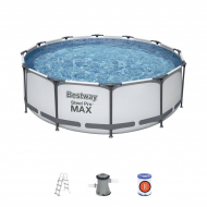 Bestway Steel Pro Max Pool - Ø366x122cm - Incl. trap en afdekzeil- Rond - Merk Bestway
