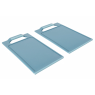 Cosy&Trendy Planche à Découper - Avec Tranchée à Jus - 25x15x1,7cm - Plastique - Bleu - 2 Pièces - Marque Cosy & Trendy