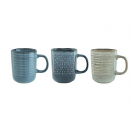 Cosy&Trendy Samos Mug - Ø8,3xH10,5cm - 380ml - Grès - Multicolore - 3ass - Marque Cosy & Trendy - Couleur Multicolore
