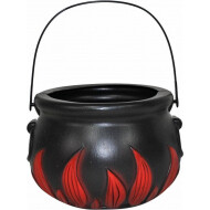Chaudron avec Flammes - 20x16x14cm - Plastique - Noir