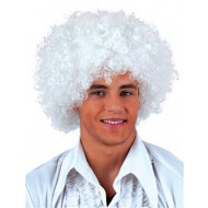 Pruik Disco Afro - One Size - Volwassene - Wit