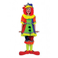 Kinderkostuum Clown Olivia - Meisjes - Maat 116 - Multicolor - 3 delig - Leeftijd 5 t/m 6 jaar - Geslacht Meisje - Maat 116