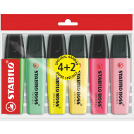 Stabilo Boss Fluo + Pastel Surligneurs 4+2 Gratuits - Marque Stabilo - Couleur Multicolore - Type d'écriture Marqueur