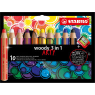 Stabilo Woody 3 in 1 Arty Crayons de Couleur - Multicolores - 10 Pièces - Marque Stabilo - Type d'écriture Crayon de couleur