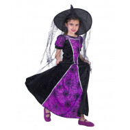 Sorcière d'Araignées Robe - Déguisement - Taille 128 - Violet - Taille  128 - Age 7 jusqu'à 8 ans - Sexe Fille