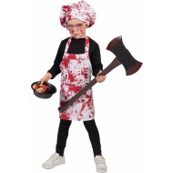 Kinderkostuum Bebloede Slager - One Size - Wit/Rood - 2 delig - Leeftijd Nvt - Geslacht Unisex - Maat One Size